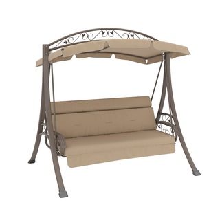 Corliving Nantucket Beige Arched Canopy Patio Swing