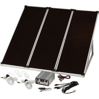Wel-Bilt 45 Watt Solar Kit with Lights — Three 15 Watt Amorphous Solar Panels, 2 12V CFL Light Bulbs