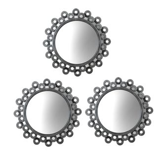 Elements Round Silver Cog Mirrors (set Of 3)