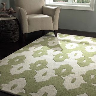 Nuloom Handmade Modern Ikat Trellis Green Wool Rug (5 X 8)