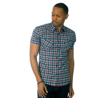 Something Strong Something Strong Mens Plaid Short Sleeve Slim Fit Shirt Blue Size S