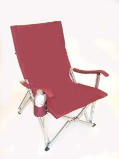 The AWARD WINNING "LUXURY RUST PROOF" Lightweight All Aluminum Folding LAWN CHAIR Red Wine Featuring 600D Washable and Mildew Resistant Polyester Fabric with Matching Padded Arm Rests, Cup Holder, and a Carry Bag with Shoulder Straps  Chairs Ou