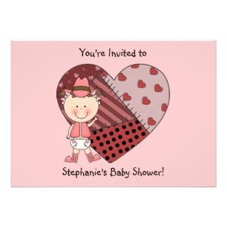 Western Baby Girl & Patchwork Heart   Shower Party Personalized Invitation