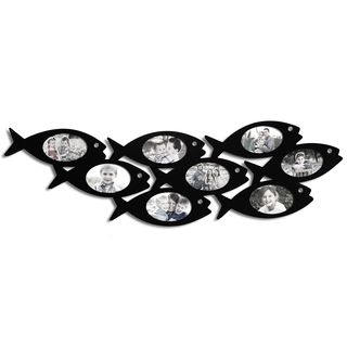 Adeco Fish Shaped Picture Collage 8 openings 4x6 inch Frame Black Size 4x6