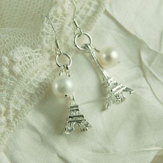 silver eiffel tower earrings by highland angel