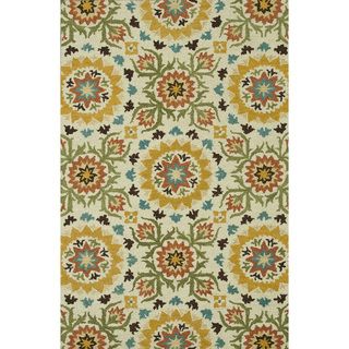 Hand tufted Meadow Ivory/ Green Wool Rug (36 X 56)