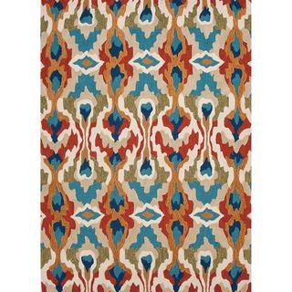 Hand tufted Transitional Tribal Pattern Blue Accent Rug (2 X 3)