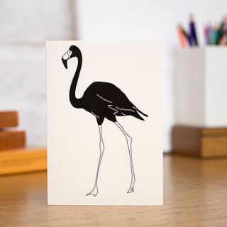 black flamingo blank greetings card by rosie and the boys