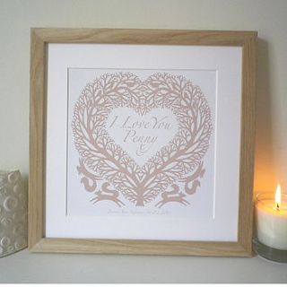 personalised 'i love you mummy' heart print by glyn west design