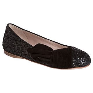 Miu Womens Glitter And Suede Flats