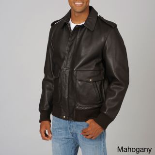 First Manufacturing Co. Inc Whetblu Mens Mahogany Classic Bomber Leather Jacket Brown Size L