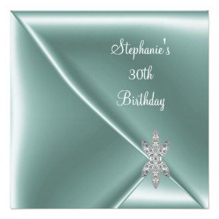 30th Birthday Party Elegant Mint Green Jewel Invitations