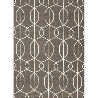 Handmade Simple Flat weave Geometric pattern Gray/ Black Rug (36 X 56)