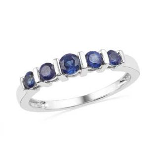 Lab Created Sapphire Five Stone Anniversary Band in 10K White Gold
