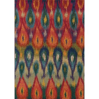 Vibrant Abstract Multi/ Red Polypropylene Rug (99 X 122)