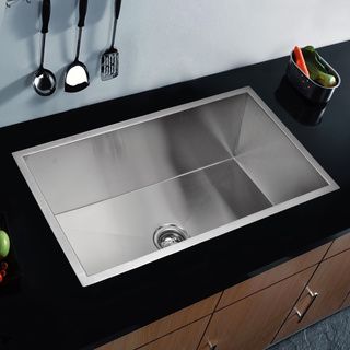 Water Creation SS U 3319A 33 x 19 inch Zero Radius Single Bowl Stainless Steel Hand Made Undermount Kitchen Sink Water Creation Kitchen Sinks