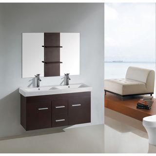 Kokols 48 Inch Kokols Wall Floating Bathroom Vanity Double Cabinet With Mirror Brown Size Double Vanities