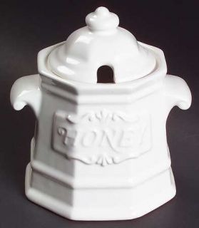 Pfaltzgraff Heritage White Honey Pot with Lid, Fine China Dinnerware   Stoneware