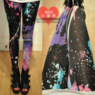 Beau Corner Womens Graffiti Splash ink Colorful Leggings Pants Jeggings Clothing