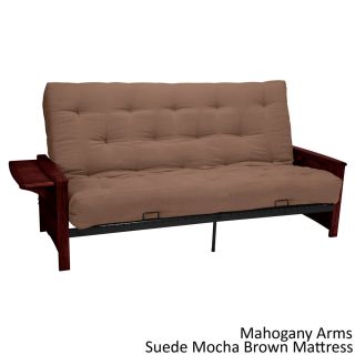 Epicfurnishings Bellevue With Retractable Tables Transitional style Queen size Futon Sofa Sleeper Bed Brown Size Queen