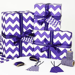 recycled purple chevron white wrapping paper by sophia victoria joy