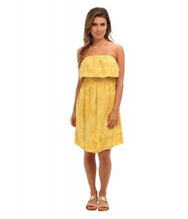 Angie Solid Eyelet Trim Dress Womens Dress (Yellow)