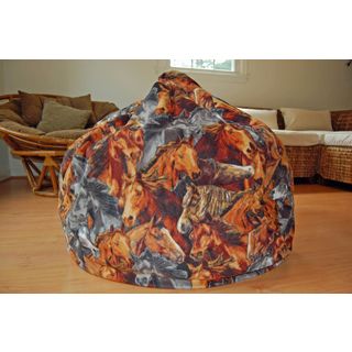 Ahh Products Horses Fleece Washable Bean Bag Chair Black Size Large