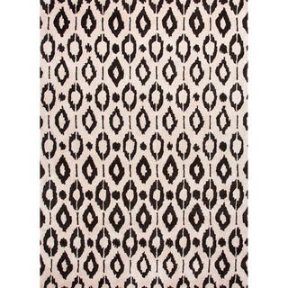Hand tufted Contemporary Geometric Gray/ Black Plush Pile Rug (36 X 56)