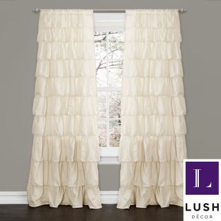 Lush Decor Ivory 84 inch Ruffle Curtain Panel