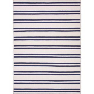 Handmade Flat weave Stripe Pattern Ivory Accent Rug (2 X 3)
