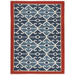 Handmade Flat weave Tribal Pattern Multicolored Wool Area Rug (4 X 6)
