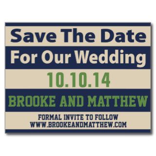 Bold Modern Classic Stripes Wedding Save The Date Post Card