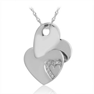 Diamond Accent Folded Double Heart Pendant in Sterling Silver   Zales