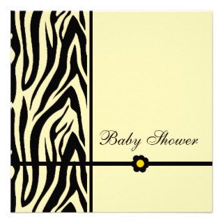 Zebra Yellow Baby Shower Boy Announcement