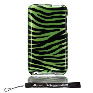 Hard Shell Skin Case Zebra For Apple iPod Touch 8GB 32GB 64GB 3rd Generation iTouch + Includes a 4 inch eBgivalue Determination Hand Strap (Green Zebra)   Players & Accessories