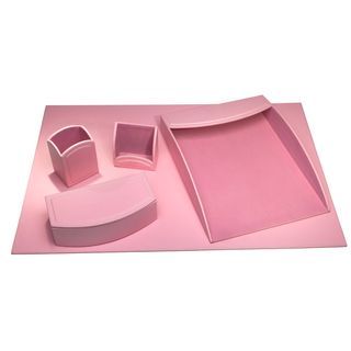 Cameo Pink Leatherette 5 piece Desk Set