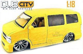 2001 Chevy Suburban Astro Van w/ Blade BD12 Spinners 1/18   YELLOW Toys & Games