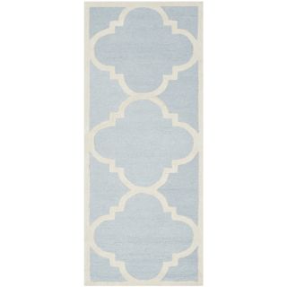 Contemporary Safavieh Handmade Moroccan Cambridge Light Blue/ Ivory Wool Rug (26 X 6)