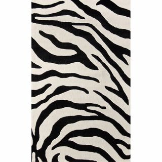 Nuloom Handmade Modern Zebra Black/ Ivory Wool Rug (6 X 9)