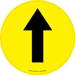 InSite Solutions IN 12 577I Directional Arrow Floor Sign, 17 1/2" Diameter, Black on Yellow Industrial Floor Warning Signs