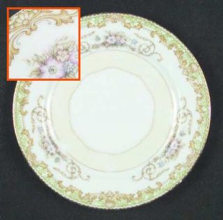 Noritake N70 Bread & Butter Plate, Fine China Dinnerware   Green&Tan Edge,Floral