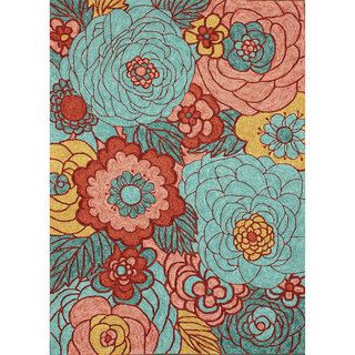 Nuloom Hand hooked Floral Indoor / Outdoor Synthetics Multi Rug (5 X 8)