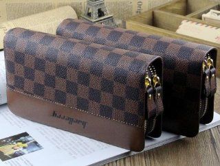 Big Mango Multi purpose Fashion Beautiful Long Business Gentleman Style Mens Chessboard Print Cellphone PU Leather Purse Bag and Clutch Two Zipper Wallet with Inner Multiple Card Holders and Telescopic Handle for Apple Iphone 4 4s Iphone 5 Iphone 5s 5c Sam