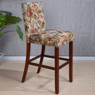 Arbonni Modern Wood Stain Floral Bar Stool
