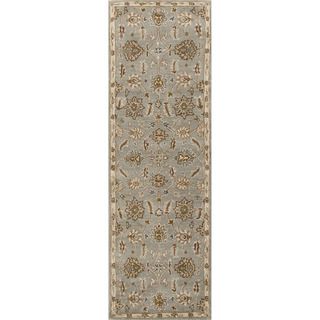 Hand tufted Transitional Floral Pattern Blue Rug (26 X 8)