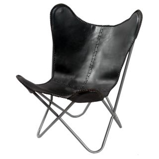 Black Leather Butterfly Chair