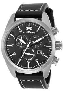 Ben & Sons 10003 01  Watches,Mens Cadet Chronograph Black Dial Black Genuine Leather, Casual Ben & Sons Quartz Watches