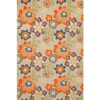 Transocean Scattered Flowers Outdoor Rug (76 X 96) Green Size 8 x 10