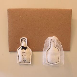 happy couple magnets by bottle bin embroidery