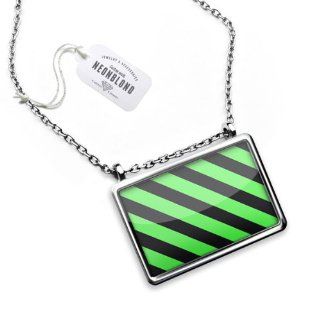 Necklace "Green horizontal stripe design / pattern"   Pendant with Chain   NEONBLOND Jewelry